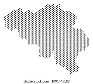 Dot Belgium map. Vector territory plan. Cartographic composition of Belgium map made with small spheres.