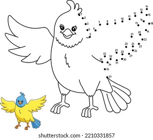Dot to Dot Bird Isolated Coloring Page for Kids