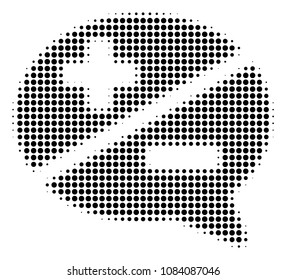 Dot black arguments icon. Vector halftone pattern of arguments symbol made with round items.