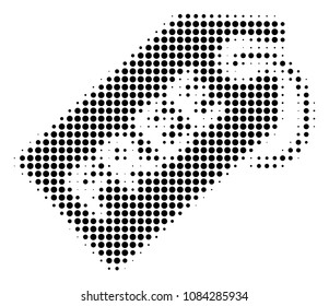 Dot black free tag icon. Vector halftone concept of free tag icon made from spheric dots.