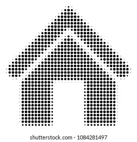 Dot black home icon. Vector halftone composition of home pictogram constructed with spheric elements.
