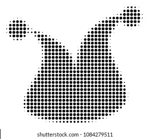 Dot black joker hat icon. Vector halftone pattern of joker hat pictogram constructed from spheric pixels.