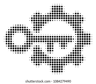 Dot black key options icon. Vector halftone concept of key options pictogram constructed with circle items.