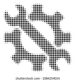 Dot black service tools icon. Vector halftone pattern of service tools pictogram composed from round items.