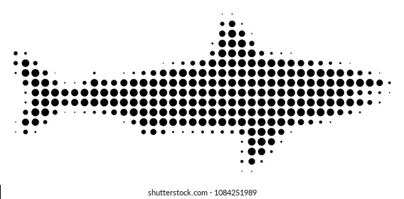 Dot black shark icon. Vector halftone concept of shark symbol created from round dots.