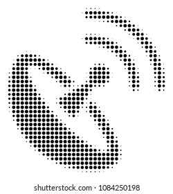Dot black space antenna icon. Vector halftone collage of space antenna pictogram designed with spheric points.
