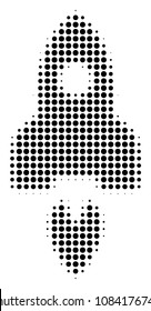 Dot black space rocket icon. Vector halftone concept of space rocket icon organized with circle pixels.