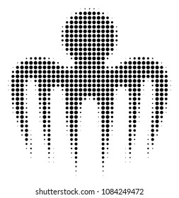 Dot black spectre octopus icon. Vector halftone pattern of spectre octopus icon organized with spheric elements.