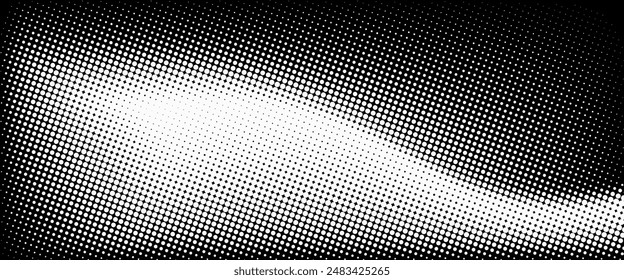 Dot black white pattern gradient texture background. Halftone abstract pop art and retro style vector illustration