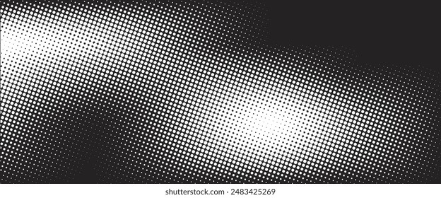 Dot black white pattern gradient texture background. Halftone abstract pop art and retro style vector illustration