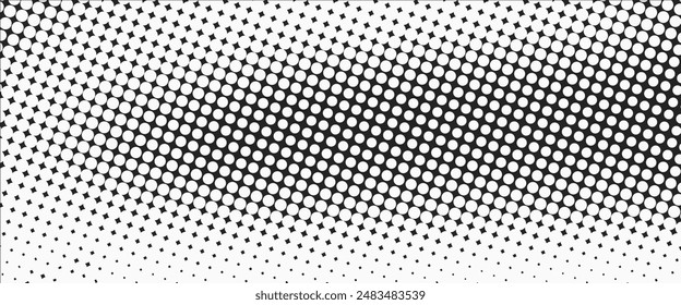Dot black white pattern gradient texture background. Halftone abstract pop art and retro style vector