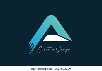 dot blue A cut letter alphabet logo icon design with dots gradient for business or company