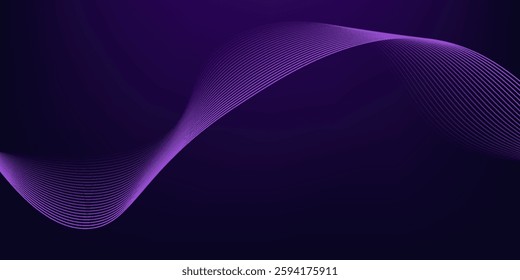 Dot blue purple wave line light gradient dark background. Abstract technology big data digital background.