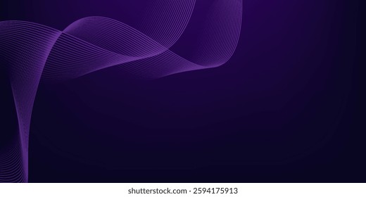 Dot blue purple wave line light gradient dark background. Abstract technology big data digital background.