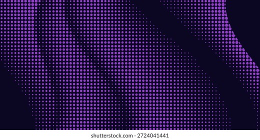 Fundo escuro de gradiente claro da linha de onda roxa azul ponto. Tecnologia abstrata fundo digital de big data.