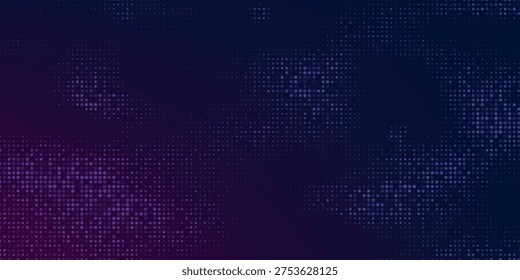 Dot blue purple wave line light gradient dark background. Abstract  technology big data digital background. 3d rendering.
