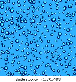 Dot blue seamless pattern. Water bubbles on blue background. Vector illustration.