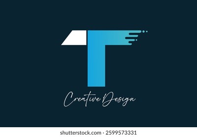 dot blue T cut letter alphabet logo icon design with dots gradient for business or company