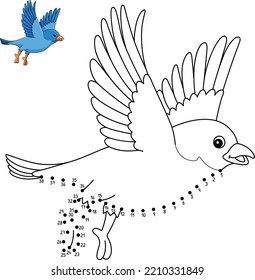 Dot To Dot Bluebird Isolated Coloring Page 