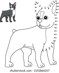 Dot to Dot Boston Terrier Coloring Page for Kids