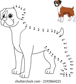 Dot to Dot Boxer Dog Coloring Page for Kids