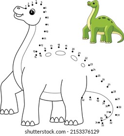 Dot to Dot Brachiosaurus Dinosaur Isolated 