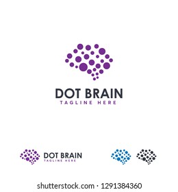 Dot Brain logo designs concept vector, Pixel Brain logo symbol concept