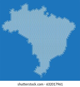 Dot brazil map on blue background. Vector illustration.