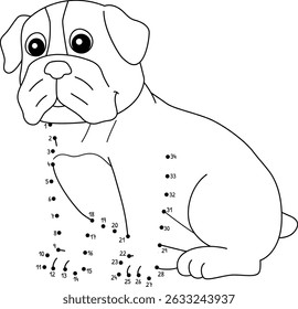 Dot to Dot Bulldog Dog Animal Isolated Coloring 