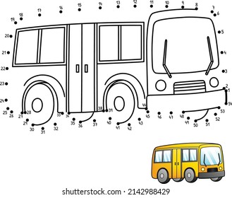 Dot to Dot Bus Isolated Coloring Page for Kids