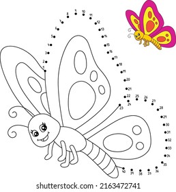 Dot to Dot Butterfly Coloring Page for Kids