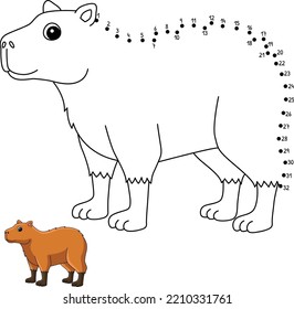 Dot to Dot Capybara Animal Isolated Coloring Page 