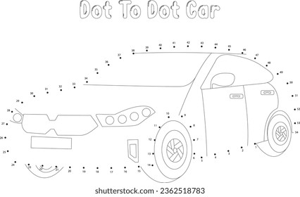 Dot to dot car coloring page