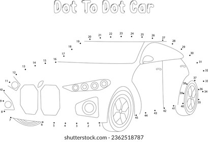 Dot to dot car coloring page