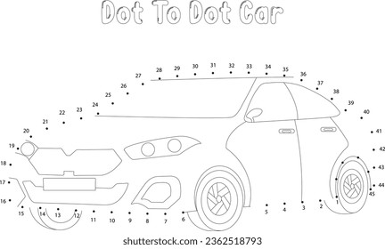 Dot to dot car coloring page