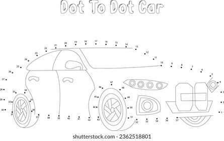 Dot to dot car coloring page