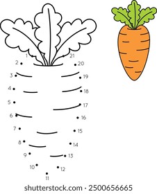 Dot to dot carrot. Worksheet  activity for kids