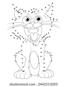 Dot To Dot Cat coloring page for kids and adults 