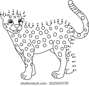 Dot to Dot Cheetah Animal Isolated Coloring Page 