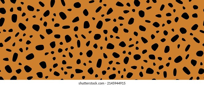 Cobble Dot Cheetah. Piedra de punto vectorial. Punto aleatorio irregular. Concepto de chita. Piedra negra aleatoria cobija de pared impecable. Diseño Dalmático de Polkadot en la Tierra Marrón. Patrón de marco de corte.