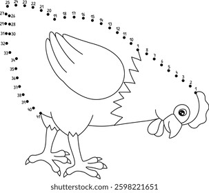 Dot to Dot Chicken Farm Animal Isolated Coloring 