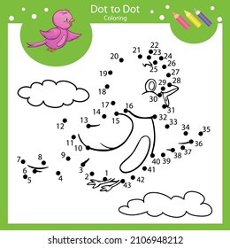 Juego de punto a punto para niños. Libro de colorear página de actividad. Conectar el dibujo por números. Hoja de trabajo de educación infantil. Ilustración vectorial.