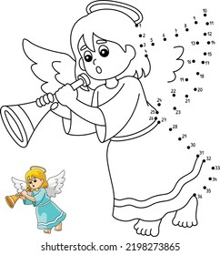 Dot to Dot Christmas Angel Isolated Coloring Page