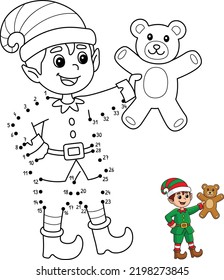 Dot to Dot Christmas Elf Isolated Coloring Page