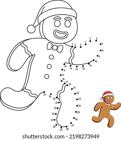 Dot to Dot Christmas Ginger Bread Man Coloring 