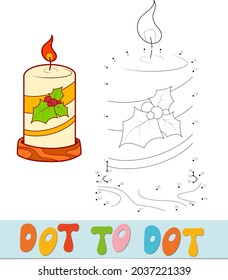 Dot to dot Christmas puzzle. Connect dots game. Candle vector illustration