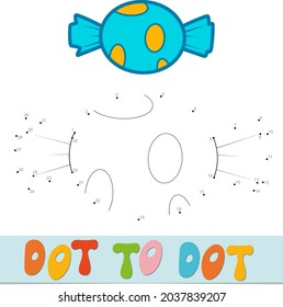 Dot to dot Christmas puzzle. Connect dots game. Candy vector illustration
