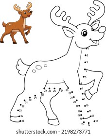 Dot to Dot Christmas Reindeer Coloring Page