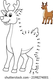 Dot to Dot Christmas Reindeer Coloring Page