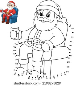 Dot to Dot Christmas Santa Sitting Coloring page